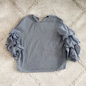 Who What Wear Light Blue Ruffle Sleeve Blouse